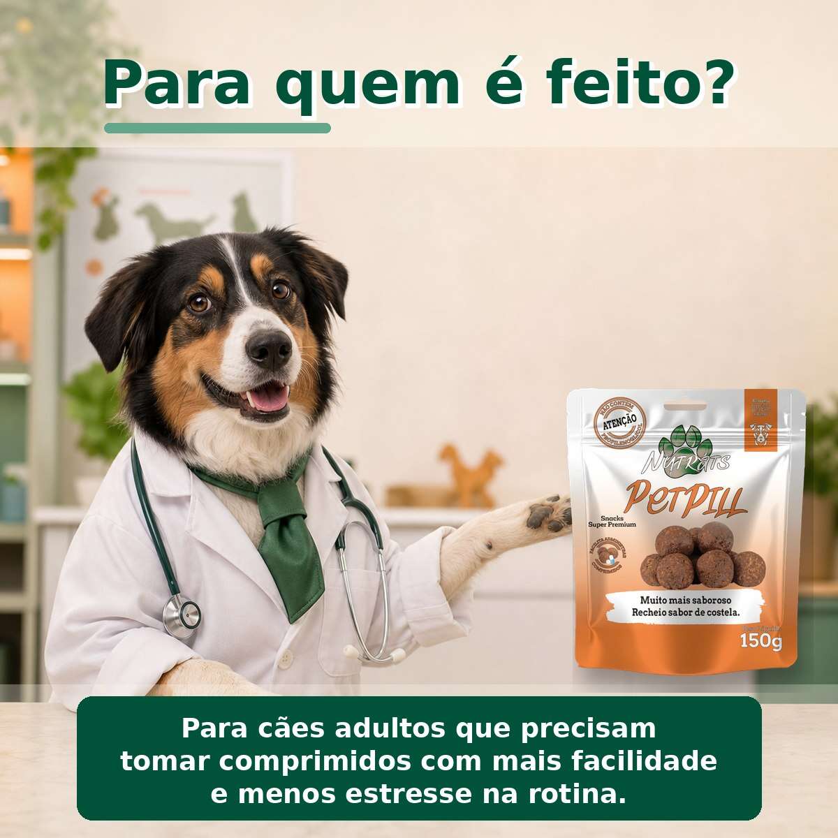 Snacks Sticks Recheado Nutrats Petpill Mini para Cães sabor Costela - 150 g