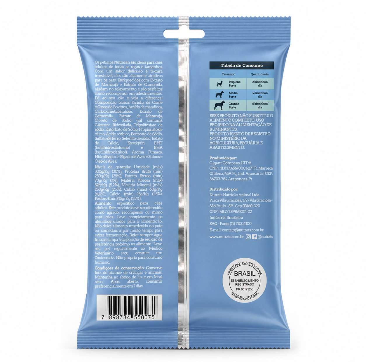 Snacks Nutrats Nutrazen para Cães Adultos sabor Camomila e Maracujá - 60 g