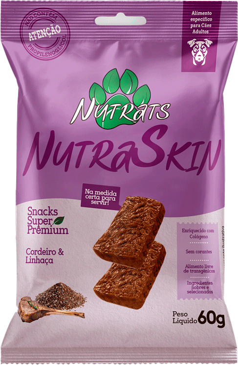 Snacks Nutrats Nutraskin para Cães Adultos sabor Cordeiro e Linhaça - 60 g
