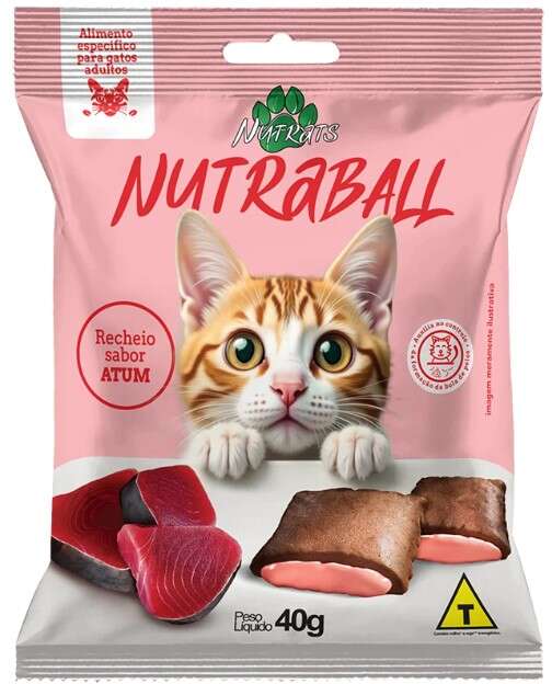 Petisco Nutrats Nutraball Nuggets Bola de Belo para Gatos sabor Atum - 40 g