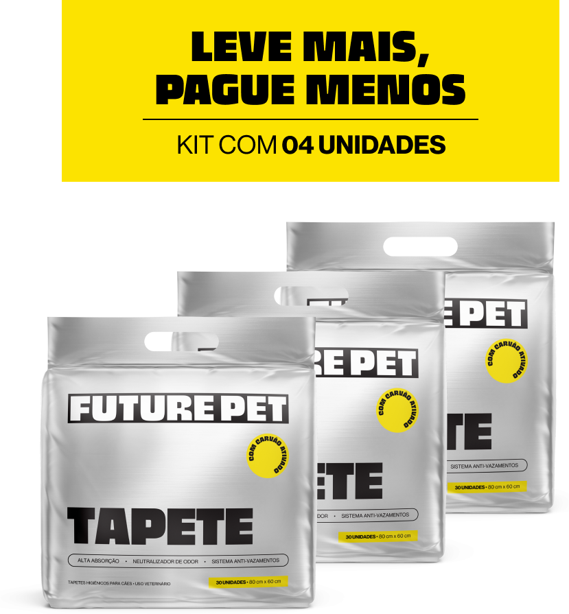 Tapete Higiênico Future Pet Carvão Ativado para Cães - 120 Unidades (4 Pacotes)