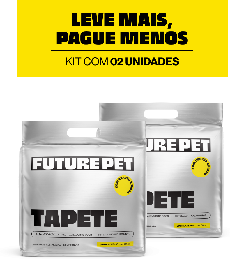 Tapete Higiênico Future Pet Carvão Ativado para Cães - 60 Unidades (2 Pacotes)