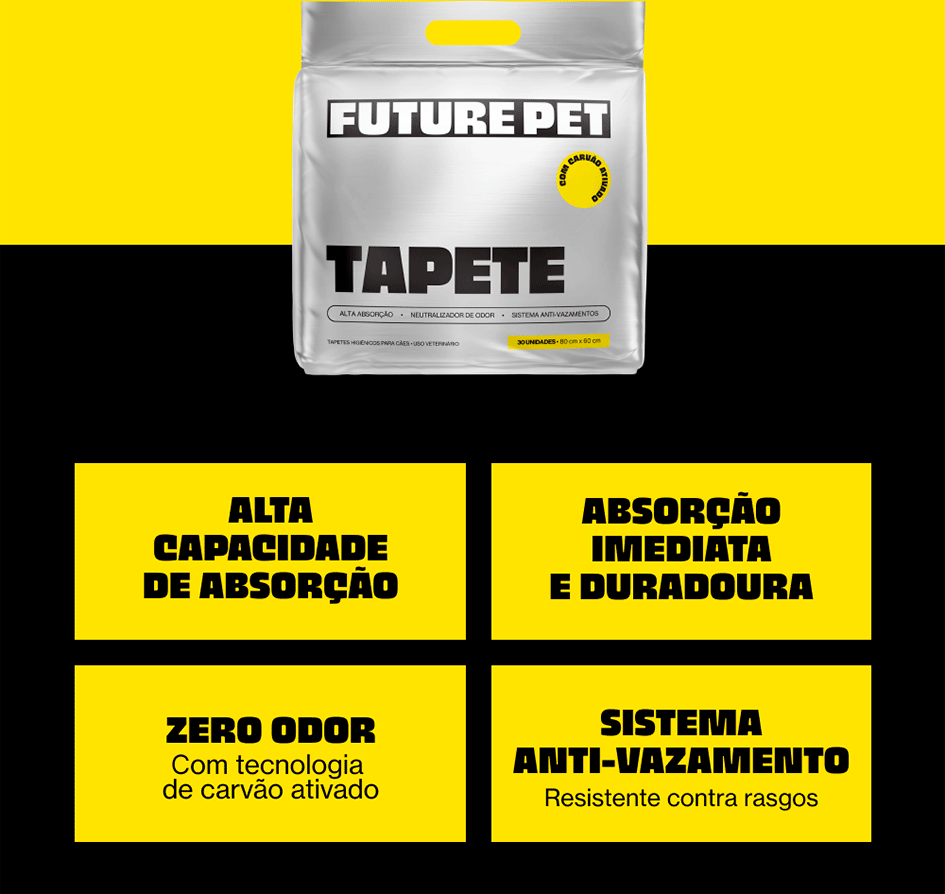 Tapete Higiênico Future Pet Carvão Ativado para Cães - 30 Unidades