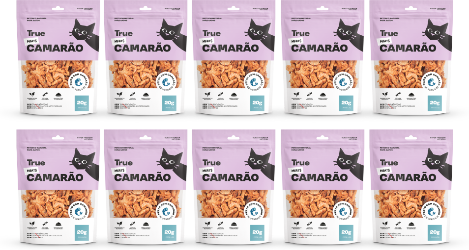 Kit Petisco Natural True Meats Camarão para Gatos 20 g - 10 Unidades