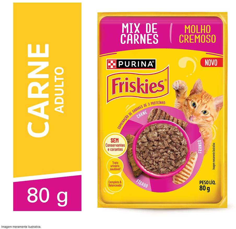Ração Úmida Friskies Mix de Carnes para Gatos Adultos - 80 g