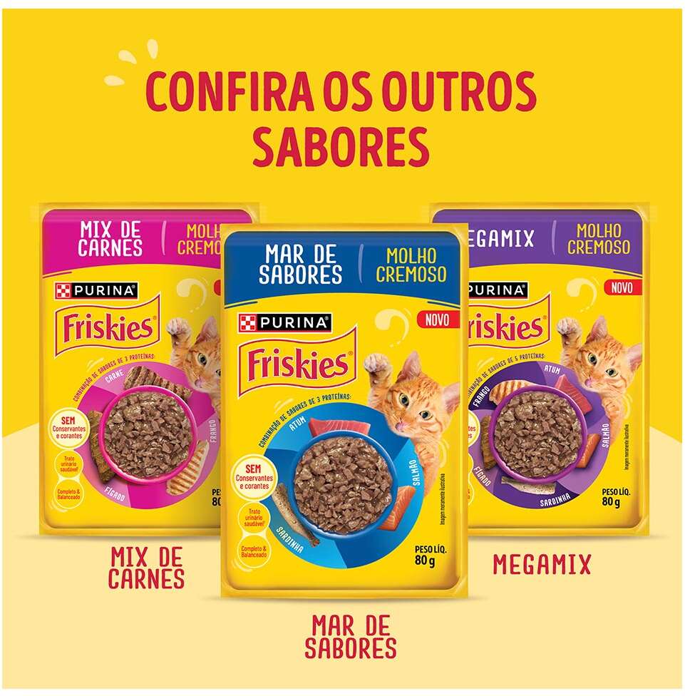 Ração Úmida Friskies Mix de Carnes para Gatos Adultos - 80 g