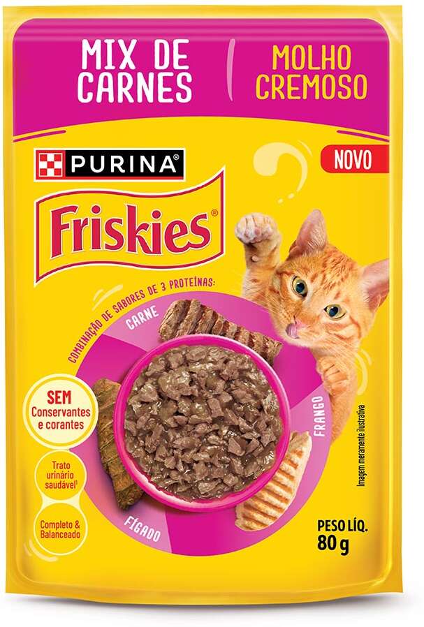 Ração Úmida Friskies Mix de Carnes para Gatos Adultos - 80 g