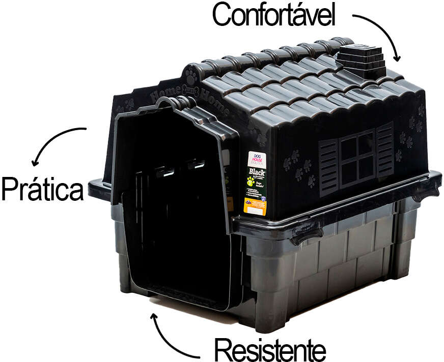 Casinha Pet Injet Dog House Evo para Cães Preto - Tam. 02