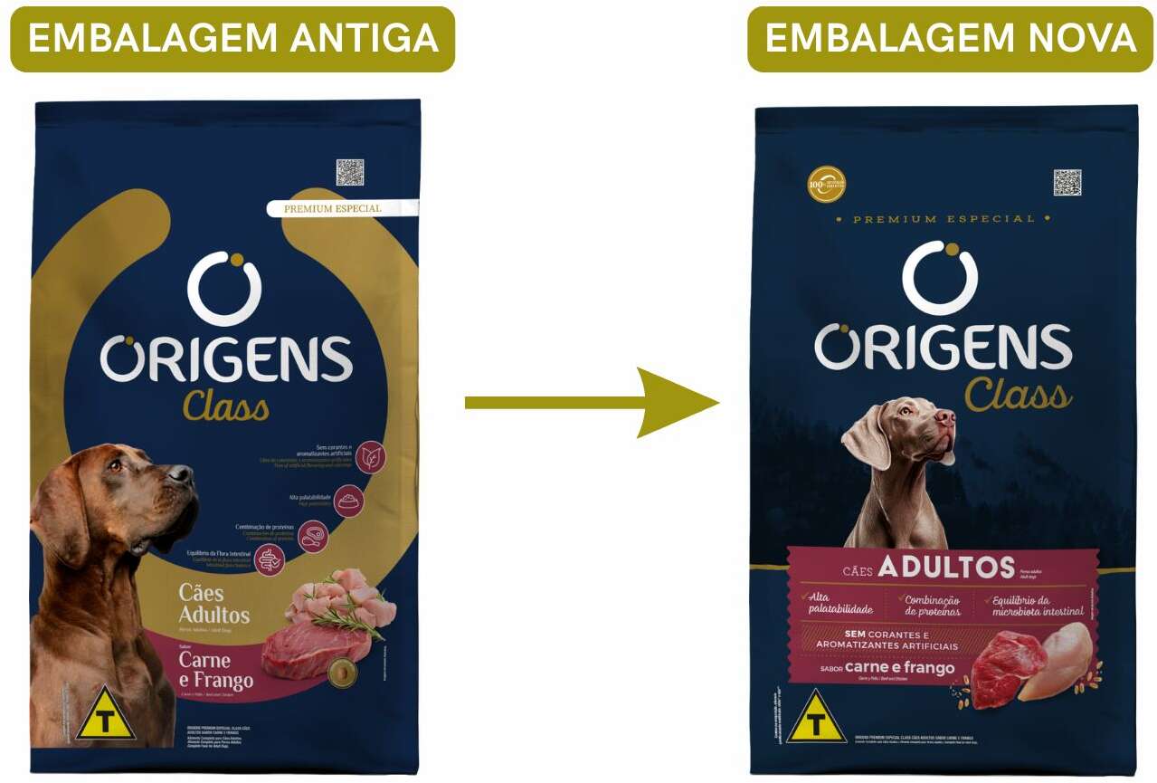 Ração Seca Origens Class Carne e Frango para Cães Adultos - 20Kg