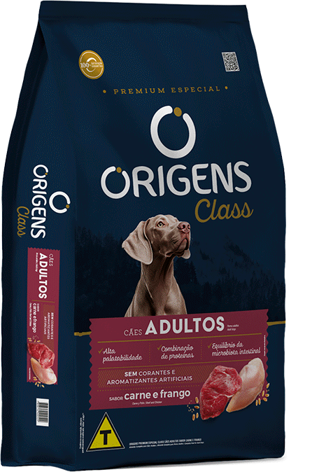 Ração Seca Origens Class Carne e Frango para Cães Adultos - 20Kg