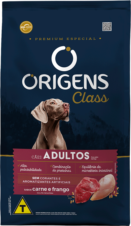 Ração Seca Origens Class Carne e Frango para Cães Adultos - 20Kg