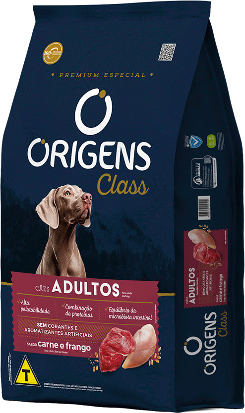 Ração Seca Origens Class Carne e Frango para Cães Adultos - 20Kg
