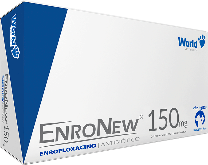 Antibiótico World Veterinária EnroNew 150 mg para Cães e Gatos de até 30Kg - 10 Comprimidos