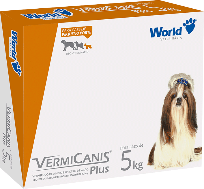 Vermífugo World Veterinária VermiCanis Plus para Cães de 5Kg - 4 Comprimidos