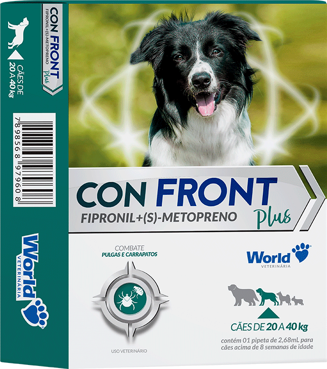 Antipulgas e Carrapatos World Veterinária ConFront Plus para Cães de 20 a 40Kg - 1 Pipeta