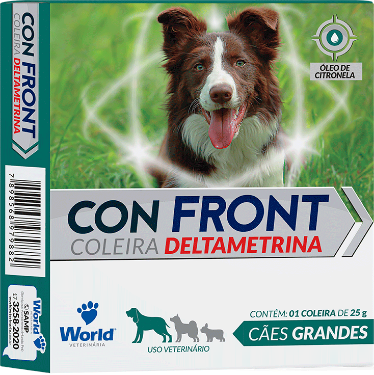 Coleira Antiparasitária World Veterinária ConFront Deltametrina 25g para Cães Porte Grande - 1 Unidade