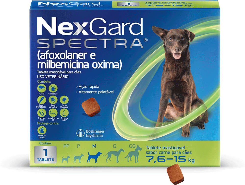 Antipulgas e Carrapatos NexGard Spectra 37,5 mg para Cães de 7,6 a 15Kg - 1 Comprimido