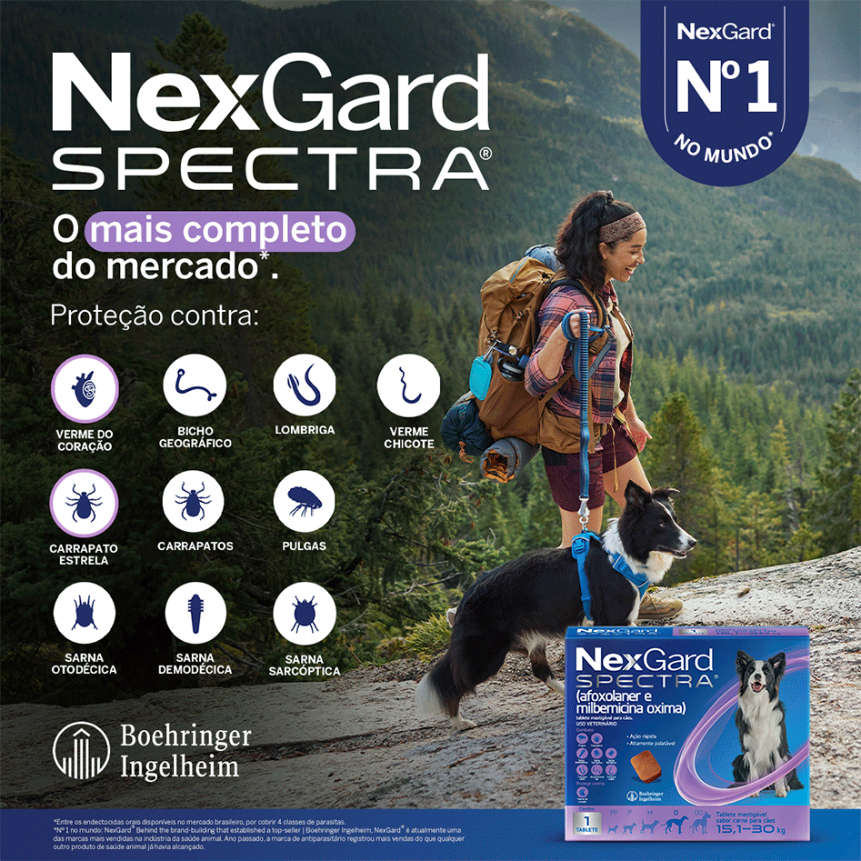 Antipulgas e Carrapatos NexGard Spectra 75 mg para Cães de 15,1 a 30Kg - 1 Comprimido