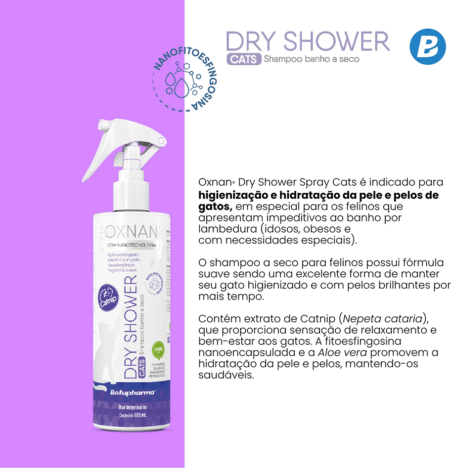 Shampoo Botupharma Pet Oxnan Dry Shower Cat - 180 mL