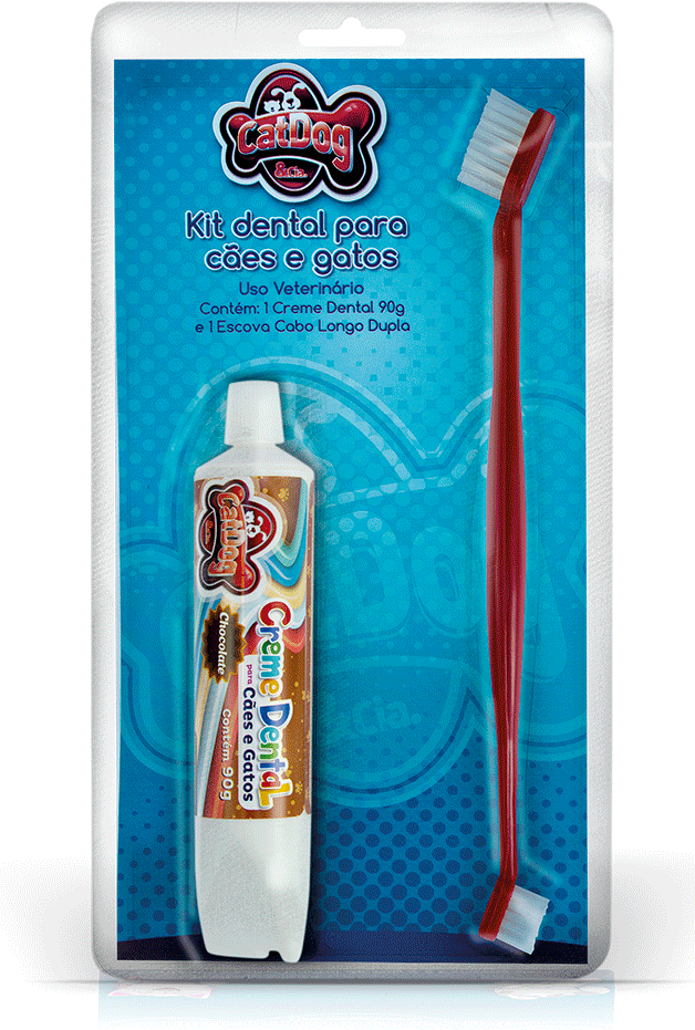 Kit Dental CatDog & Cia Escova e Creme Dental Chocolate para Cães e Gatos - Chocolate