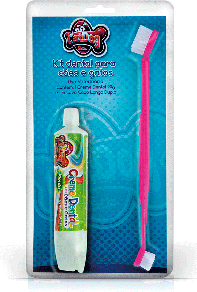 Kit Dental CatDog & Cia Escova e Creme Dental Menta para Cães e Gatos - Menta