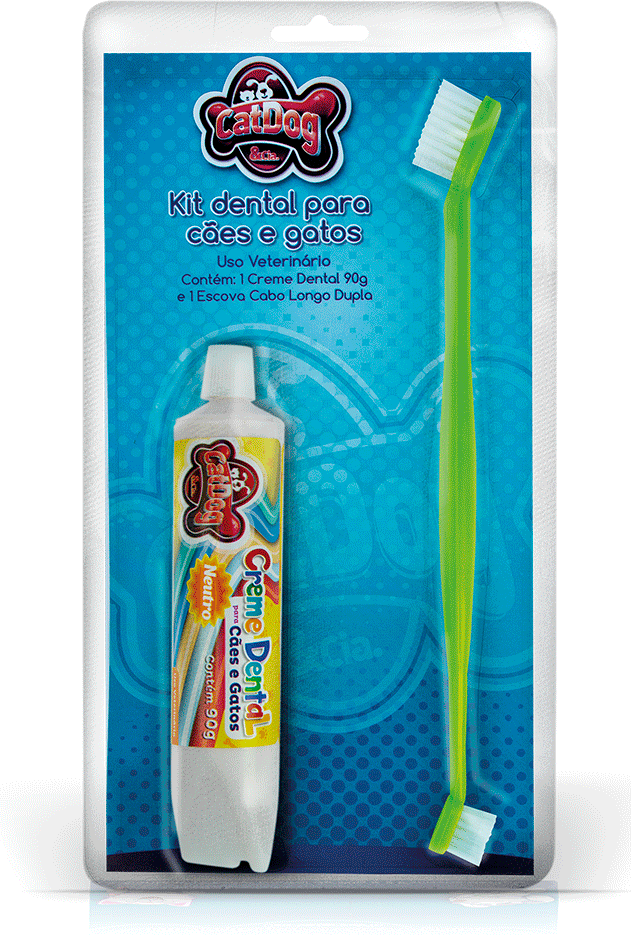 Kit Dental CatDog & Cia Escova e Creme Dental Neutro para Cães e Gatos - Neutro