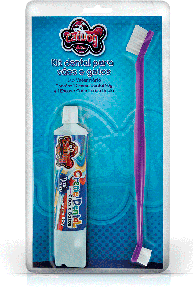 Kit Dental CatDog & Cia Escova e Creme Dental Tutti-Frutti para Cães e Gatos - Tutti-Fruti