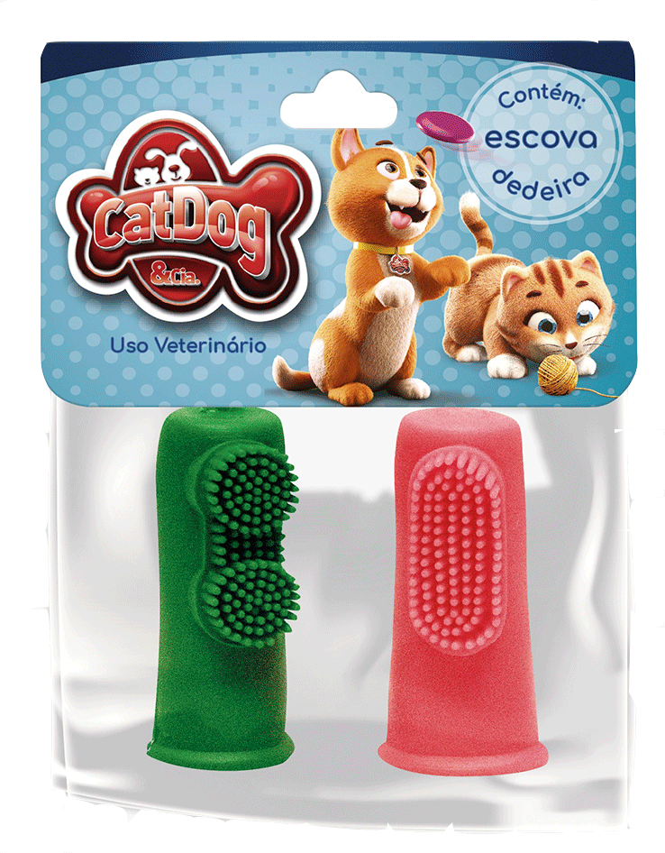 Escovas Dentais Dedeira CatDog & Cia Solapa para Cães e Gatos - 2 Unidades