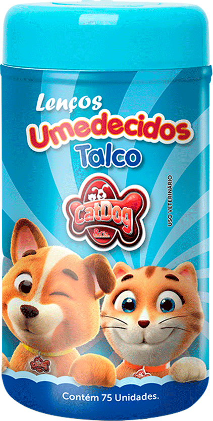 Lenços Umedecidos CatDog & Cia Talco para Cães e Gatos - 75 Unidades