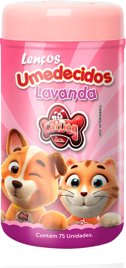 Lenços Umedecidos CatDog & Cia Lavanda para Cães e Gatos - 75 Unidades