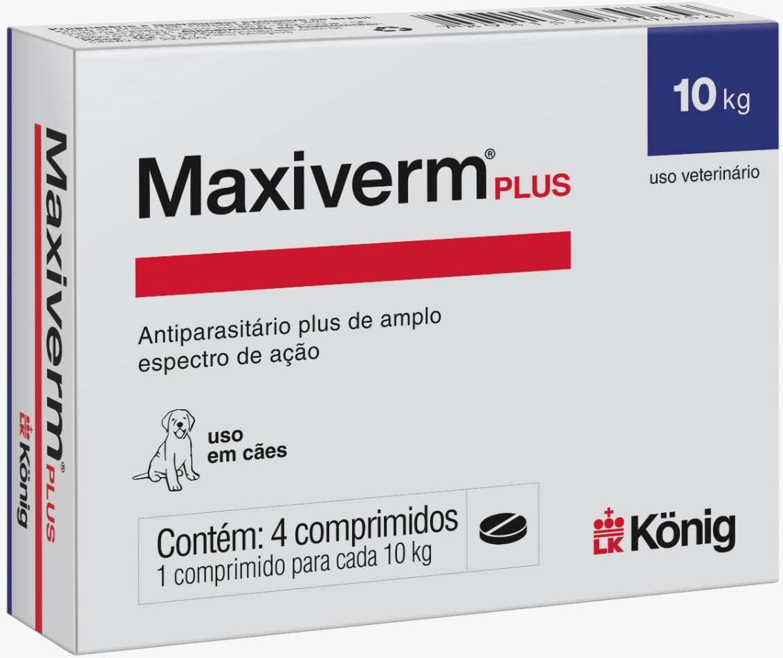 Maxiverm Antiparasitário de Amplo Espectro König - 4 comprimidos