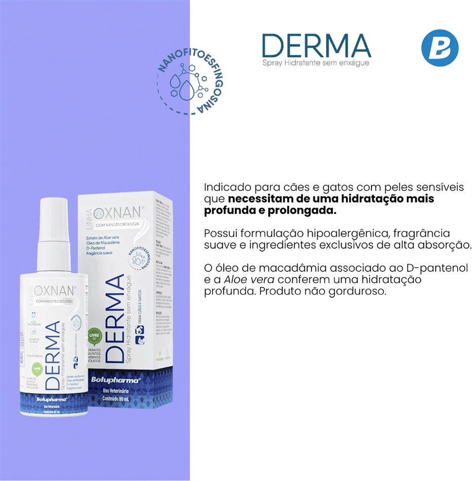 Spray Hidratante Botupharma Pet Oxnan Derma - 80 mL