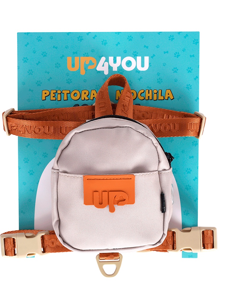 Peitoral, Mochila e Guia Up4you Pet Bege para Cães - Tam. P