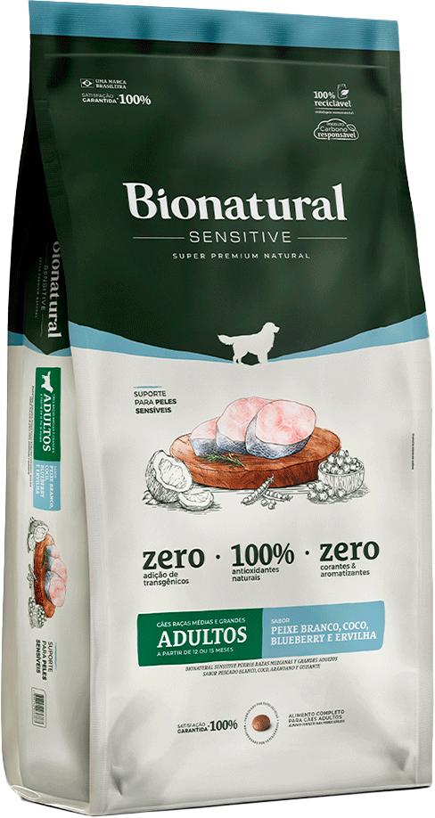 Ração Seca Bionatural Prime para Cães Adultos Raças Médias e Grandes sabor Cordeiro Peixe Branco - 15Kg