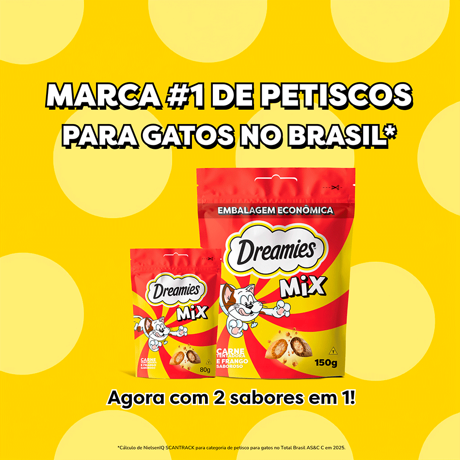 Petisco Dreamies Irresistível para Gatos Adultos Sabor Carne e Frango - 80 g