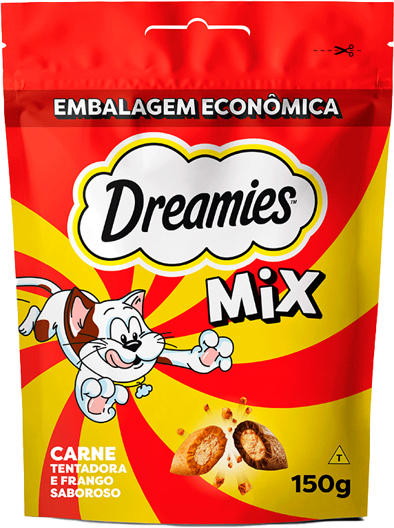 Petisco Dreamies Irresistível para Gatos Adultos Sabor Carne e Frango - 150 g