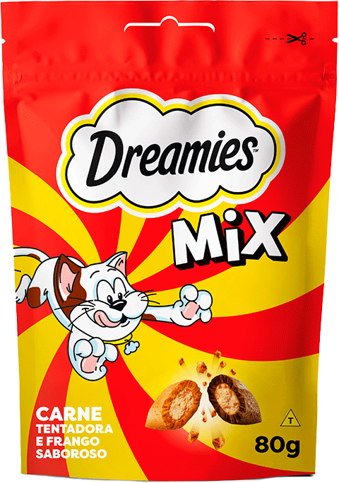 Petisco Dreamies Irresistível para Gatos Adultos Sabor Carne e Frango - 80 g