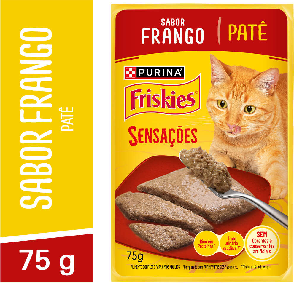 Ração Úmida Purina Friskies Patê Sensações para Gatos Adultos Sabor Frango - 75 g
