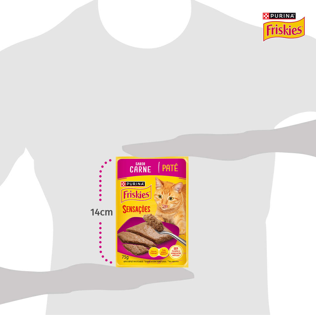 Ração Úmida Purina Friskies Patê Sensações para Gatos Adultos Sabor Carne - 75 g