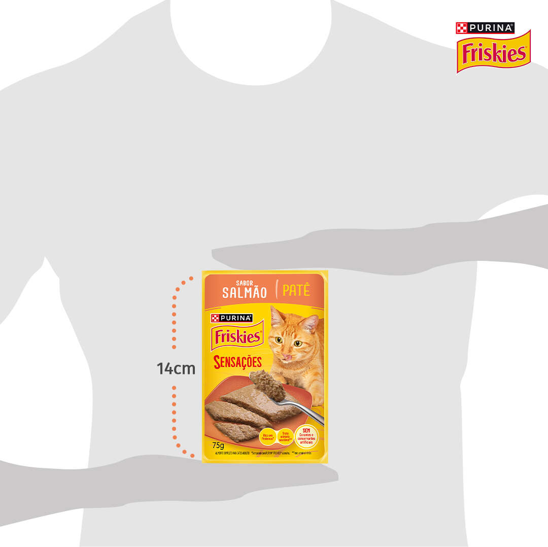Ração Úmida Purina Friskies Patê Sensações para Gatos Adultos Sabor Salmão - 75 g