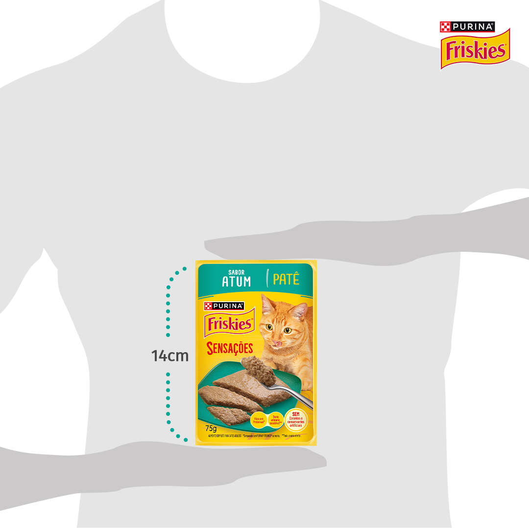 Ração Úmida Purina Friskies Patê Sensações para Gatos Adultos Sabor Atum - 75 g