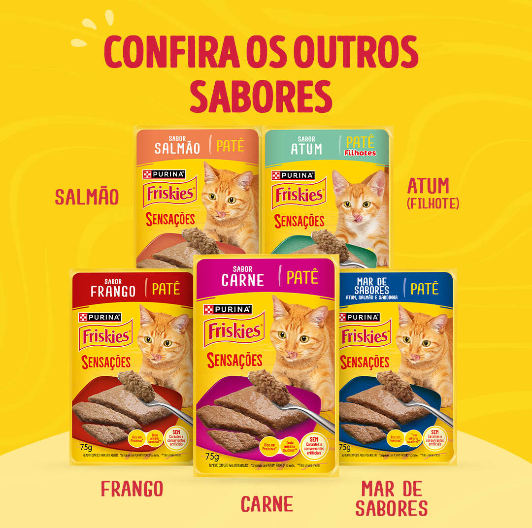 Ração Úmida Purina Friskies Patê Sensações para Gatos Adultos Sabor Atum - 75 g