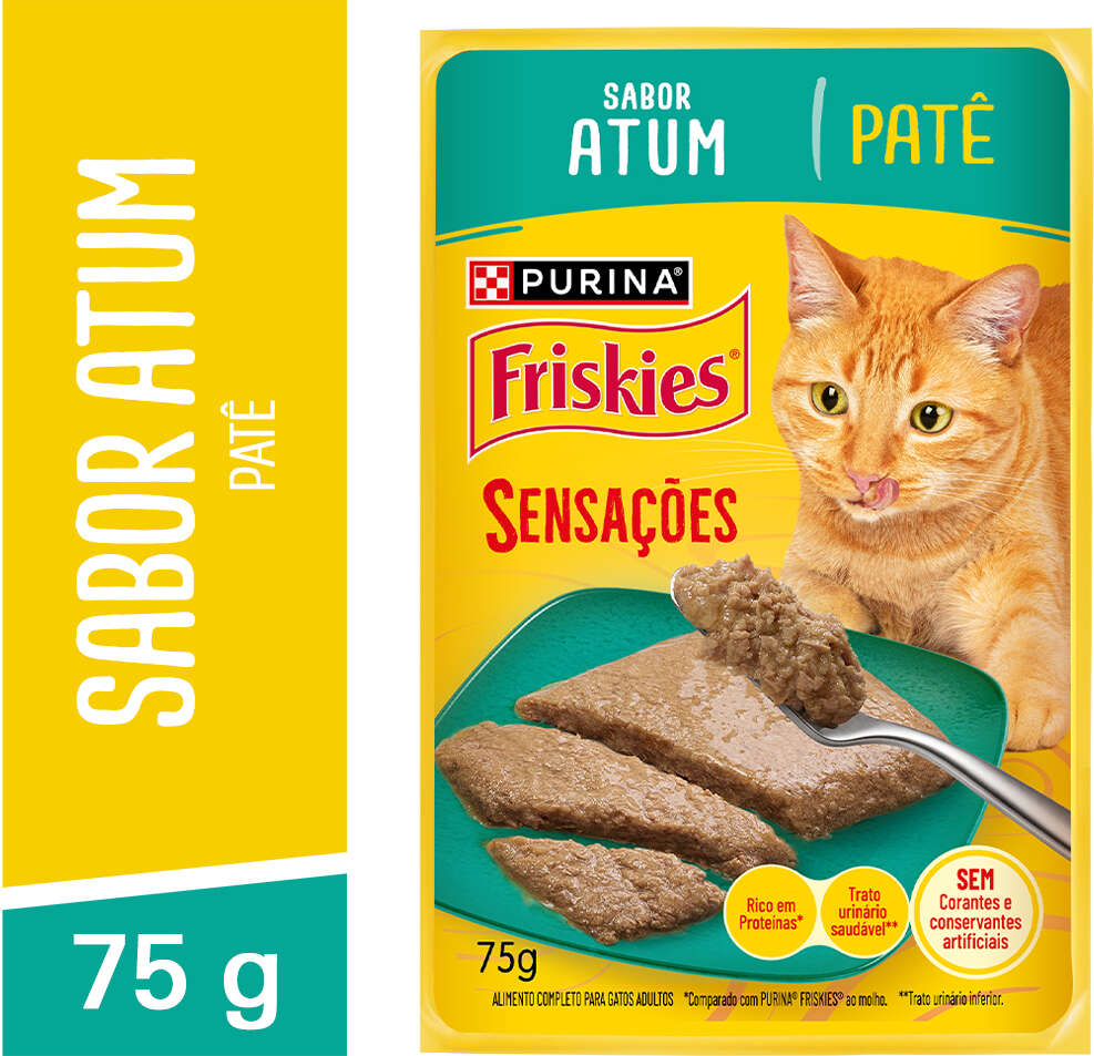 Ração Úmida Purina Friskies Patê Sensações para Gatos Adultos Sabor Atum - 75 g
