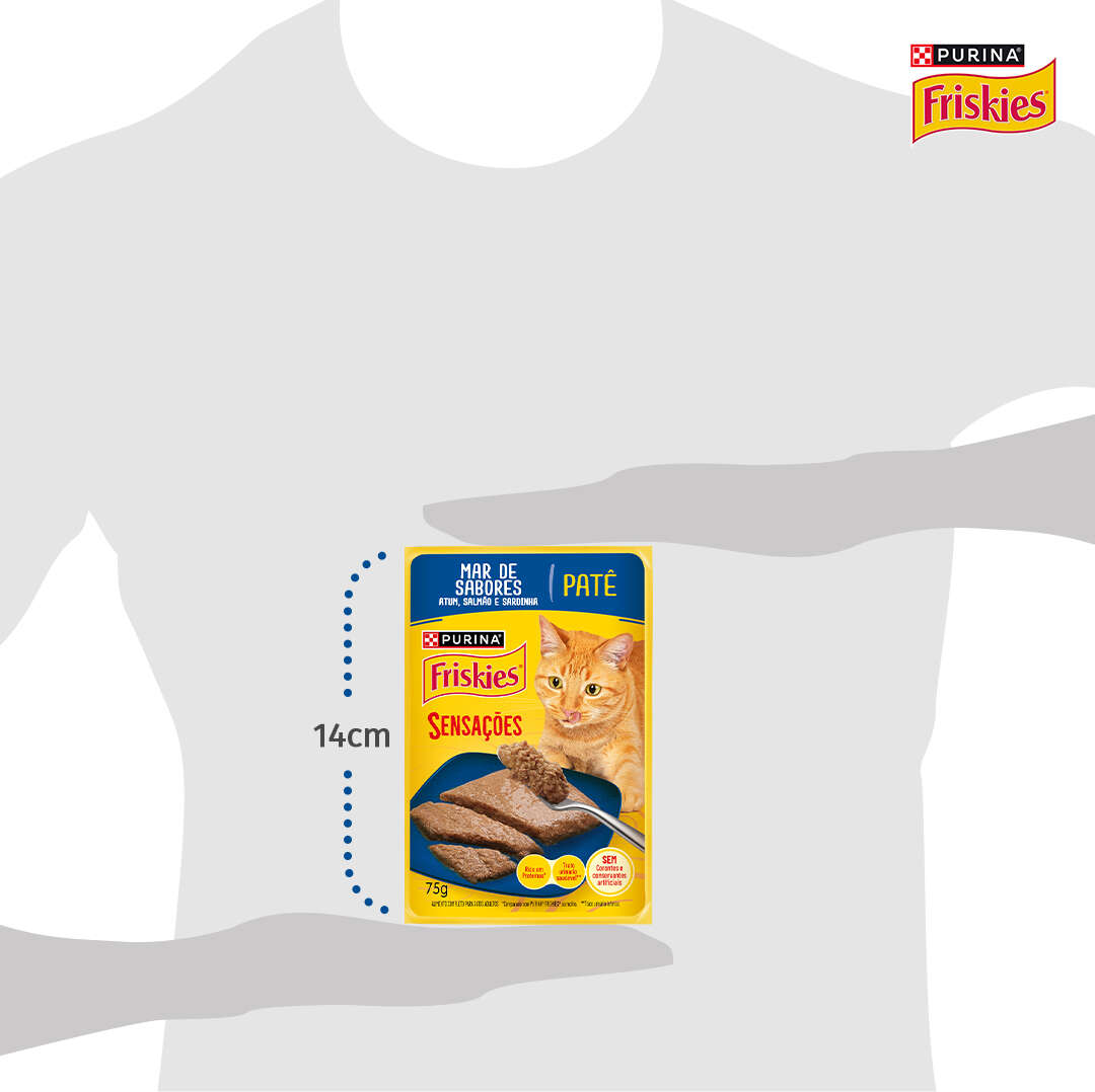 Ração Úmida Purina Friskies Patê Sensações para Gatos Adultos Sabor Mar de Sabores - 75 g