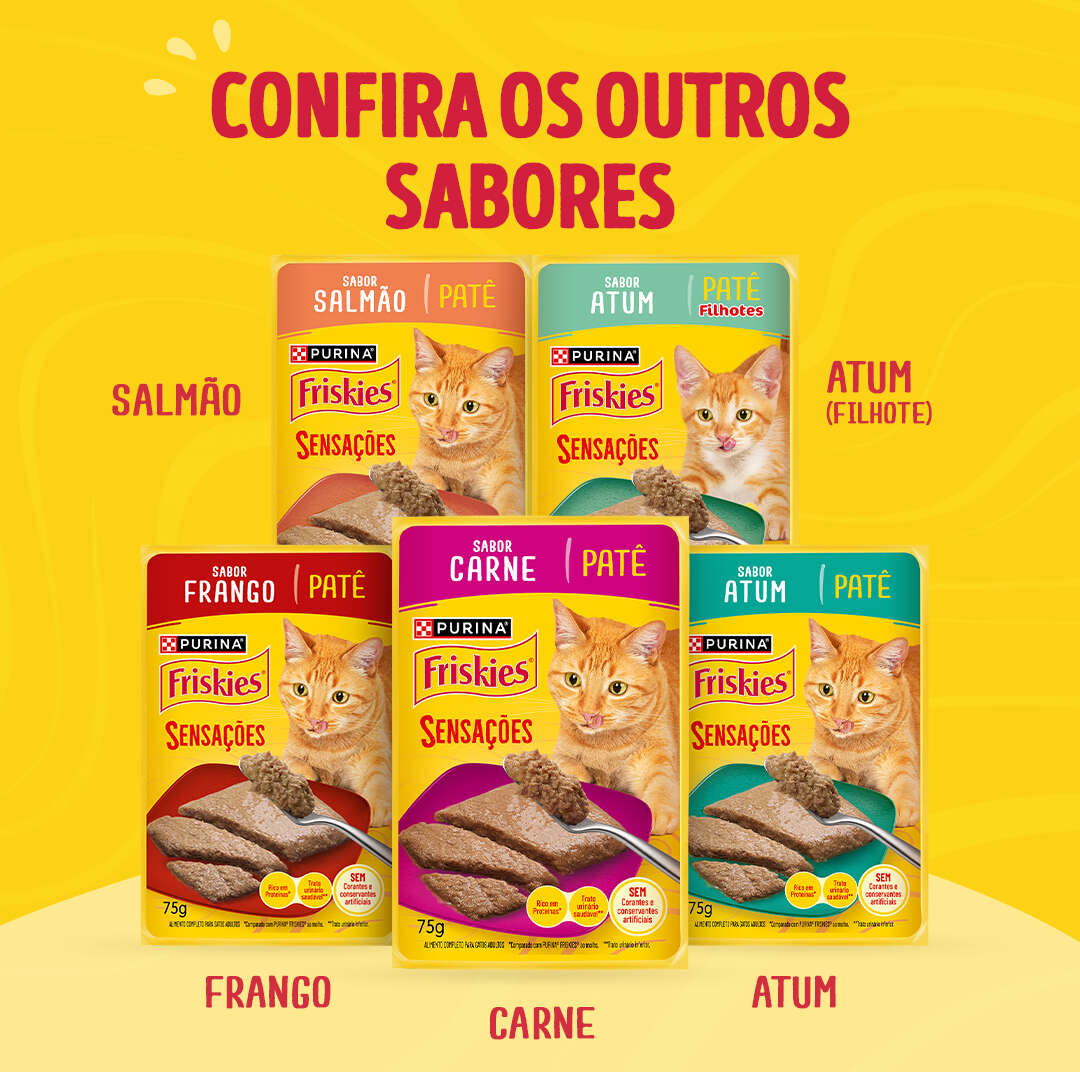 Ração Úmida Purina Friskies Patê Sensações para Gatos Adultos Sabor Mar de Sabores - 75 g