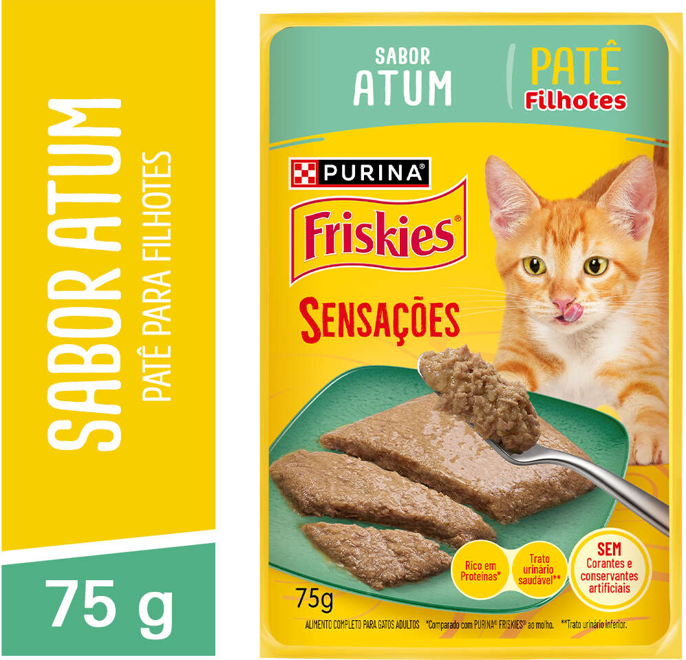 Ração Úmida Purina Friskies Patê Sensações para Gatos Filhotes Sabor Atum - 75 g