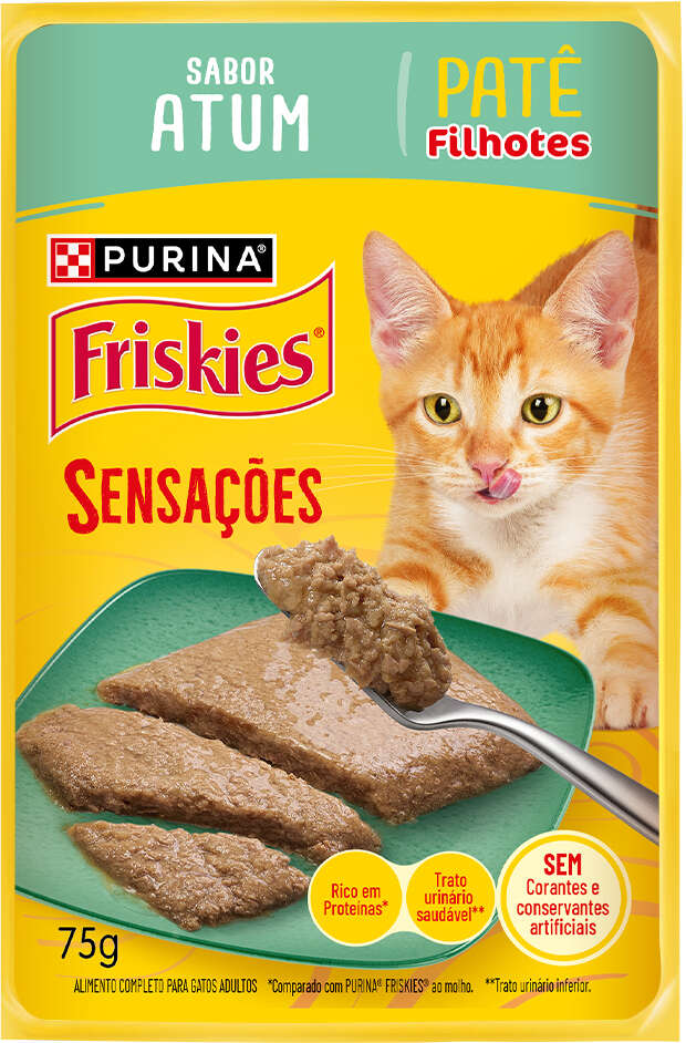 Ração Úmida Purina Friskies Patê Sensações para Gatos Filhotes Sabor Atum - 75 g