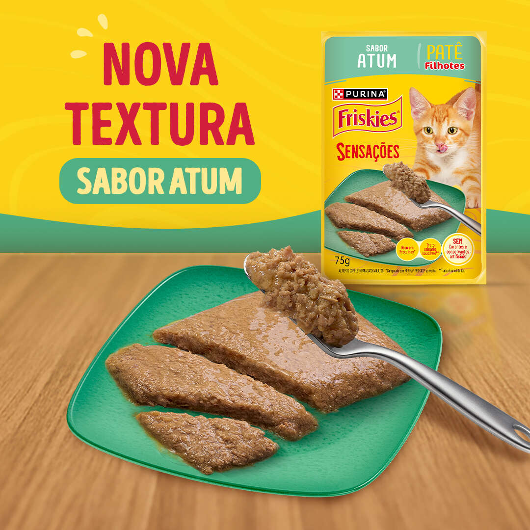 Ração Úmida Purina Friskies Patê Sensações para Gatos Filhotes Sabor Atum - 75 g