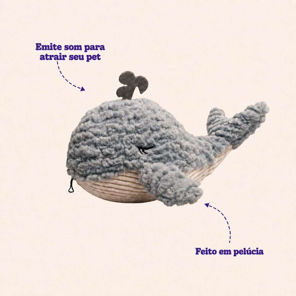 Brinquedo Pelúcia Kroco Baleia Azul para Cães - Tam. Único