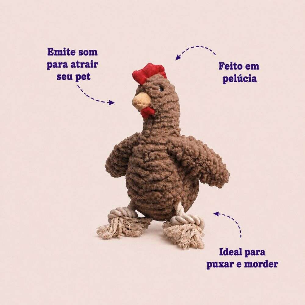 Brinquedo Pelúcia Kroco Galinha para Cães - Tam. Único